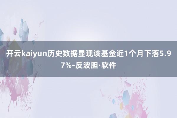 开云kaiyun历史数据显现该基金近1个月下落5.97%-反波胆·软件