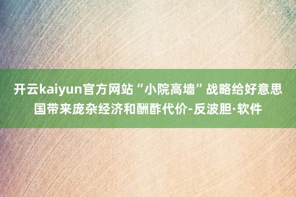 开云kaiyun官方网站“小院高墙”战略给好意思国带来庞杂经济和酬酢代价-反波胆·软件