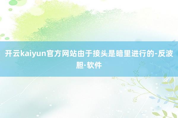 开云kaiyun官方网站由于接头是暗里进行的-反波胆·软件