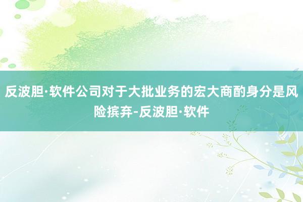 反波胆·软件公司对于大批业务的宏大商酌身分是风险摈弃-反波胆·软件