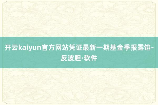 开云kaiyun官方网站凭证最新一期基金季报露馅-反波胆·软件