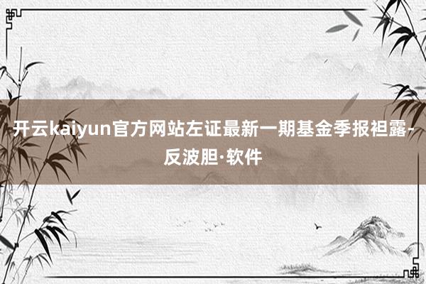 开云kaiyun官方网站左证最新一期基金季报袒露-反波胆·软件