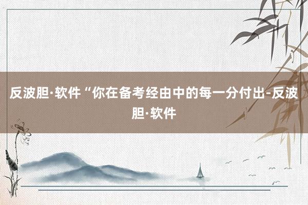 反波胆·软件“你在备考经由中的每一分付出-反波胆·软件