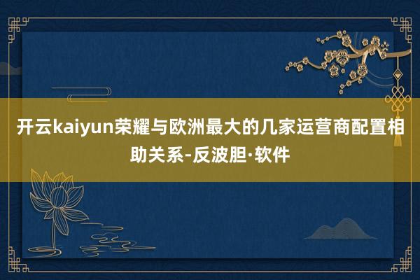 开云kaiyun荣耀与欧洲最大的几家运营商配置相助关系-反波胆·软件