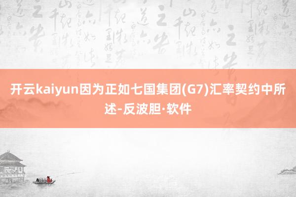 开云kaiyun因为正如七国集团(G7)汇率契约中所述-反波胆·软件