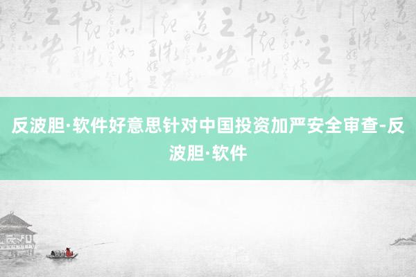 反波胆·软件好意思针对中国投资加严安全审查-反波胆·软件