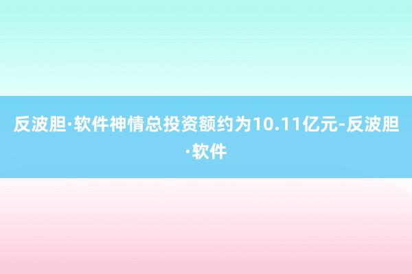 反波胆·软件神情总投资额约为10.11亿元-反波胆·软件