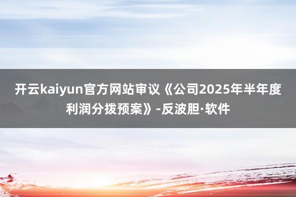 开云kaiyun官方网站审议《公司2025年半年度利润分拨预案》-反波胆·软件