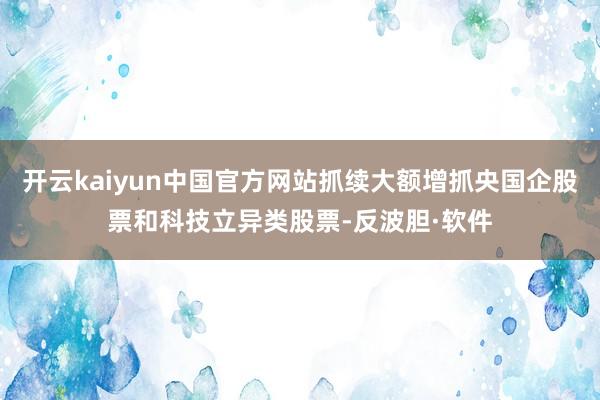 开云kaiyun中国官方网站抓续大额增抓央国企股票和科技立异类股票-反波胆·软件