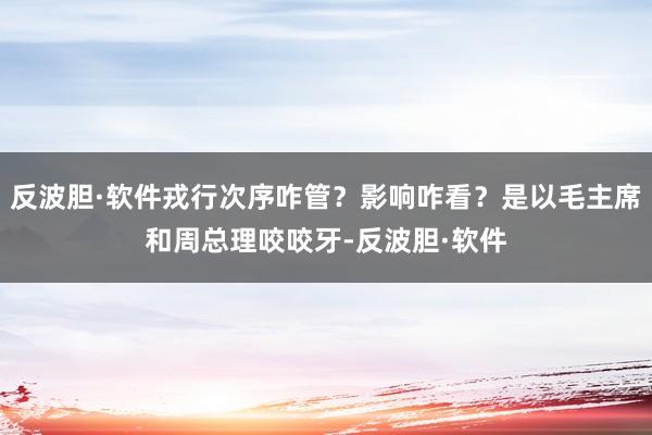 反波胆·软件戎行次序咋管？影响咋看？是以毛主席和周总理咬咬牙-反波胆·软件