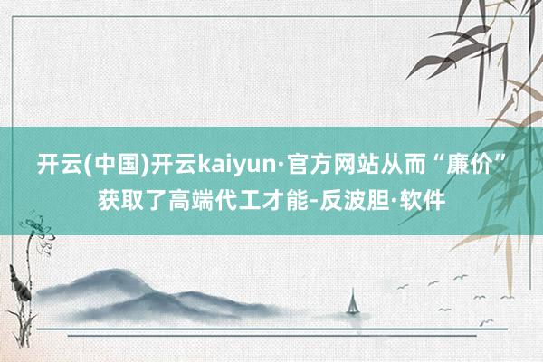 开云(中国)开云kaiyun·官方网站从而“廉价”获取了高端代工才能-反波胆·软件