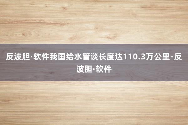 反波胆·软件我国给水管谈长度达110.3万公里-反波胆·软件