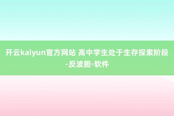 开云kaiyun官方网站 高中学生处于生存探索阶段-反波胆·软件