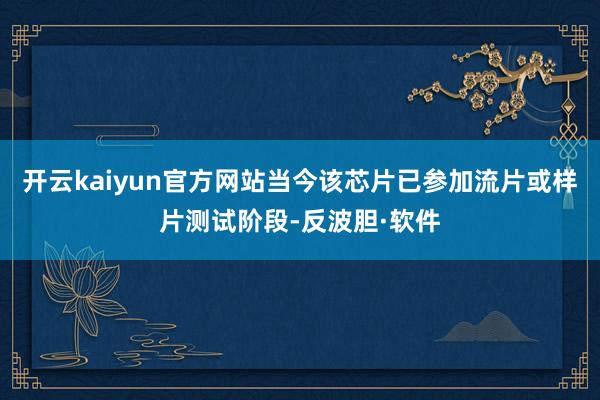 开云kaiyun官方网站当今该芯片已参加流片或样片测试阶段-反波胆·软件