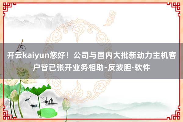 开云kaiyun您好！公司与国内大批新动力主机客户皆已张开业务相助-反波胆·软件