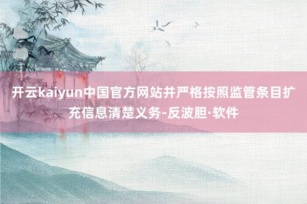 开云kaiyun中国官方网站并严格按照监管条目扩充信息清楚义务-反波胆·软件