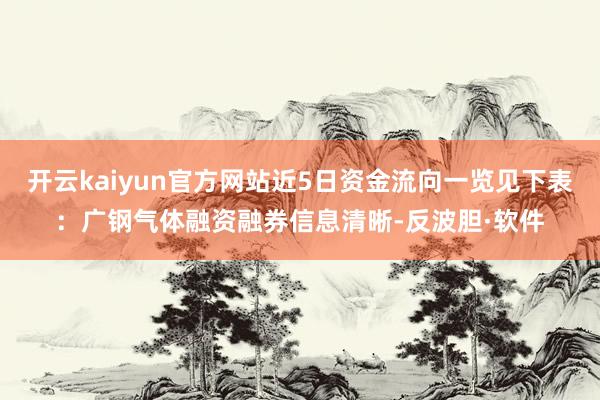 开云kaiyun官方网站近5日资金流向一览见下表：广钢气体融资融券信息清晰-反波胆·软件