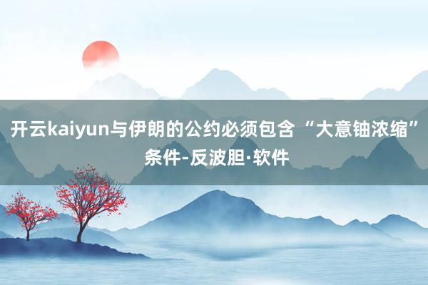 开云kaiyun与伊朗的公约必须包含 “大意铀浓缩” 条件-反波胆·软件
