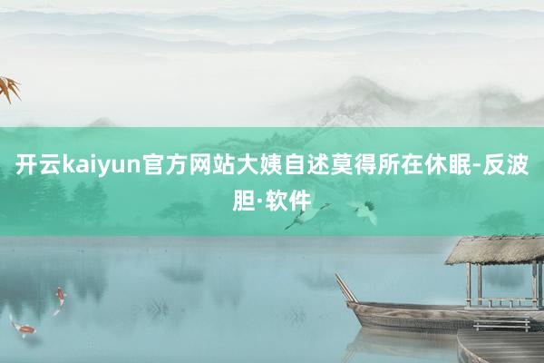 开云kaiyun官方网站大姨自述莫得所在休眠-反波胆·软件