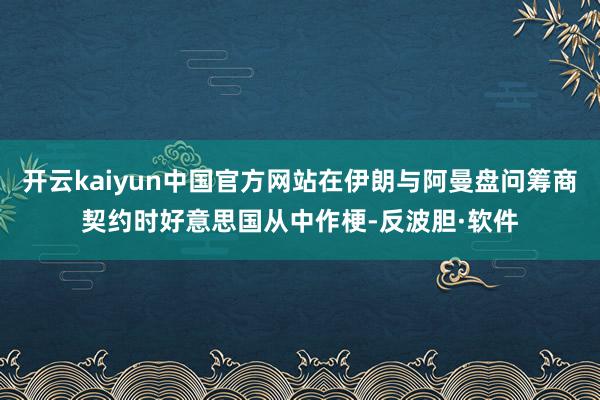 开云kaiyun中国官方网站在伊朗与阿曼盘问筹商契约时好意思国从中作梗-反波胆·软件