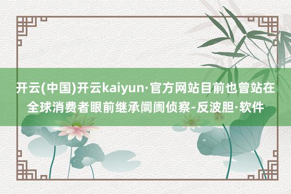 开云(中国)开云kaiyun·官方网站目前也曾站在全球消费者眼前继承阛阓侦察-反波胆·软件