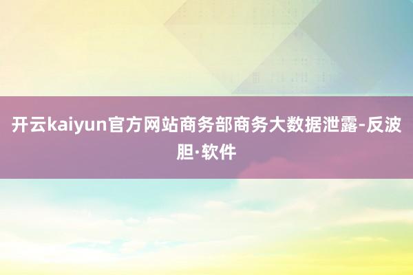 开云kaiyun官方网站商务部商务大数据泄露-反波胆·软件