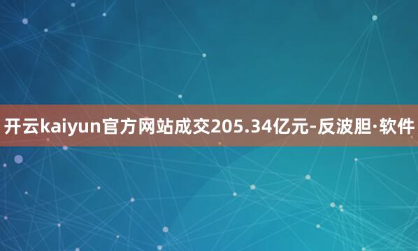 开云kaiyun官方网站成交205.34亿元-反波胆·软件